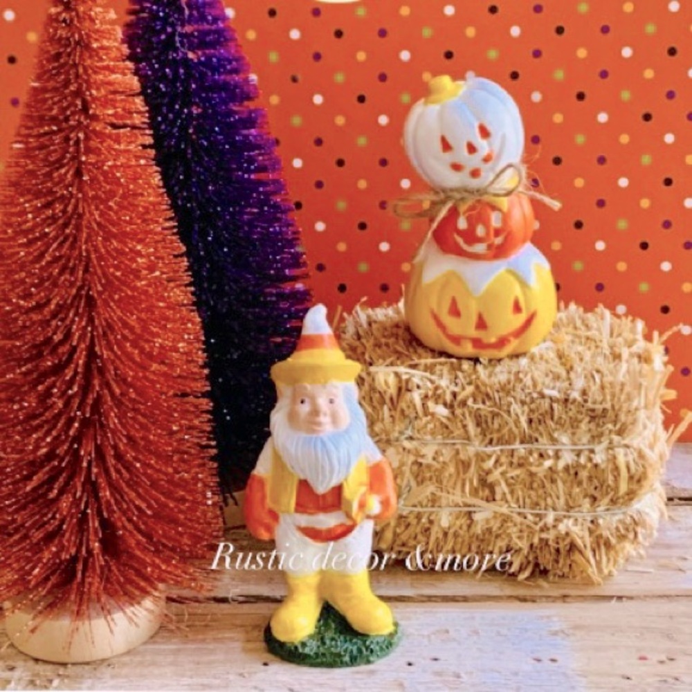Halloween Candy Corn Gnome, & Candy Corn Pumpkin decor for your tier trays .